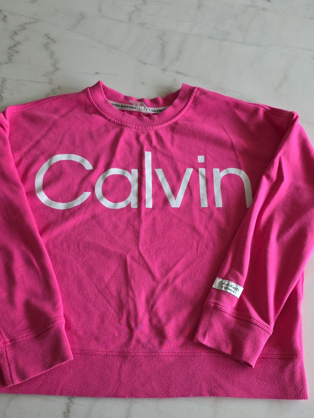 Calvin Klein Performance Bright Pink Logo Pullover Sweatshirt